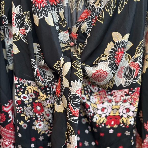 Free People Black and Red Floral Blouse - Picture 7 of 8